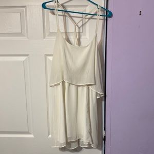 Spaghetti Strap White Flowy Mini Dress